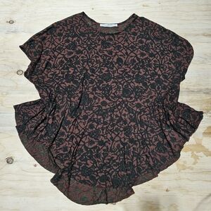 Peruvian Connection Floral Black and Brown Women's Top